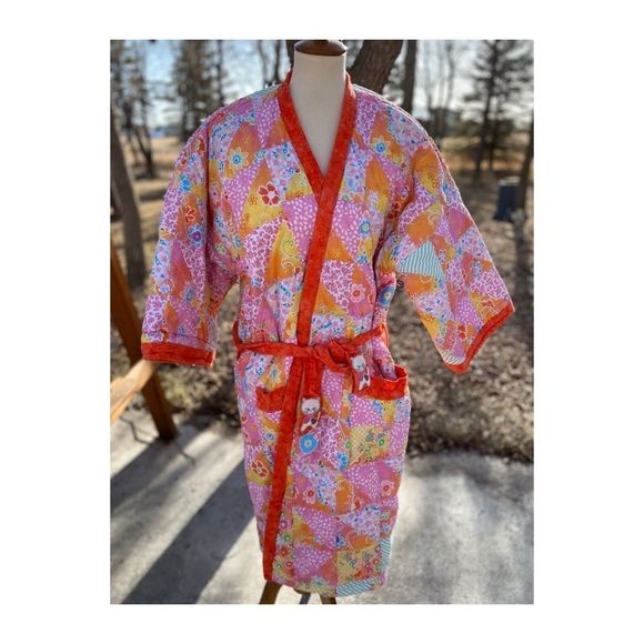 OOAK Vintage Boho Quilted Patchwork Housecoat - Picture 2 of 15